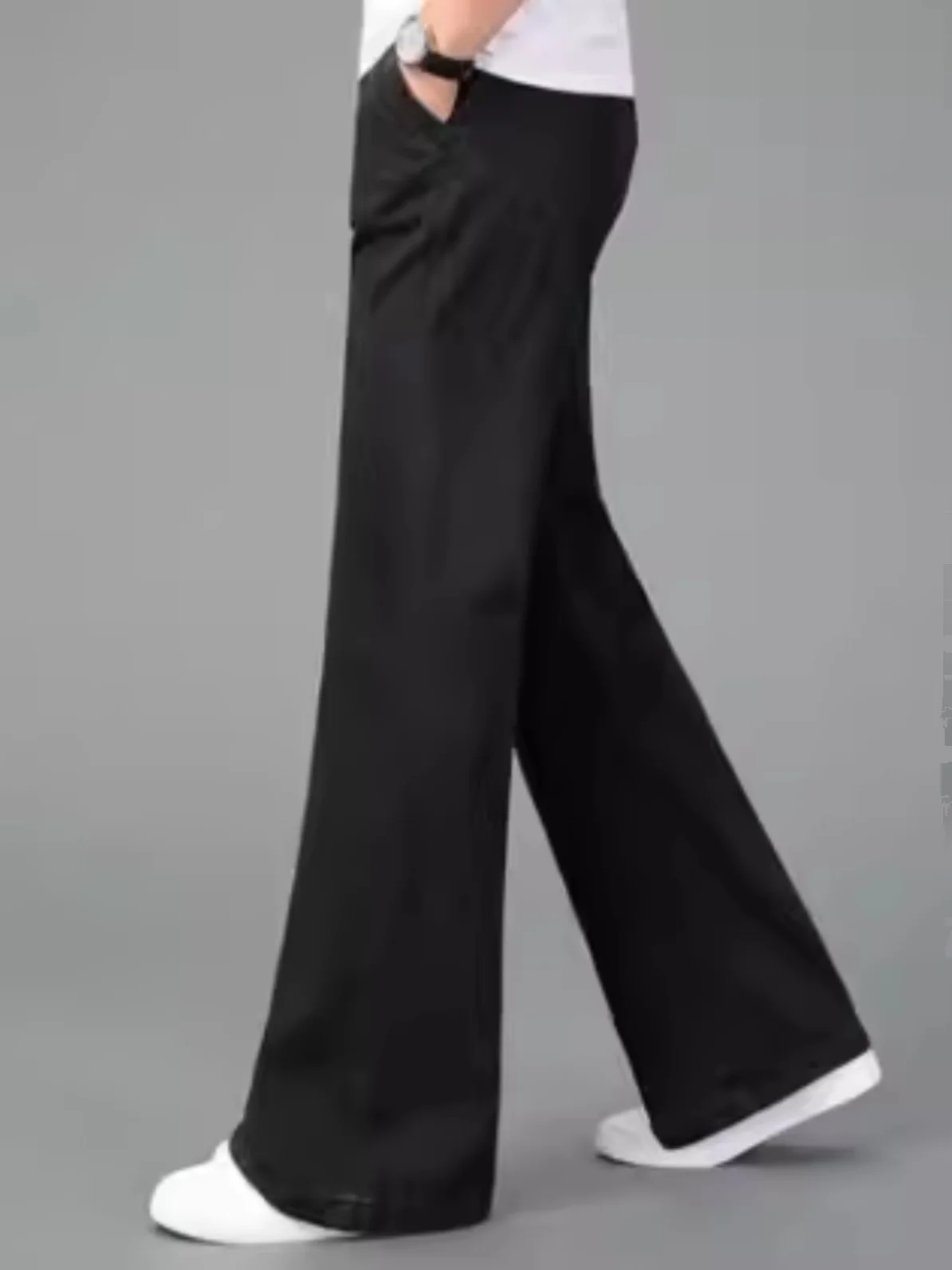 

Свободные мужские широкие джинсы, расклешенные брюки, прямые свободные брюки со средней талией, модные весенние модные повседневные однотонные брюки