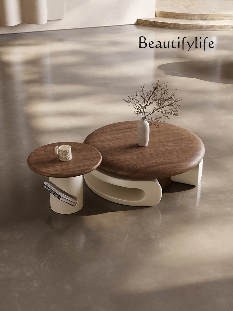 

Nordic modern size round coffee table combination home living room designer French retro coffee table