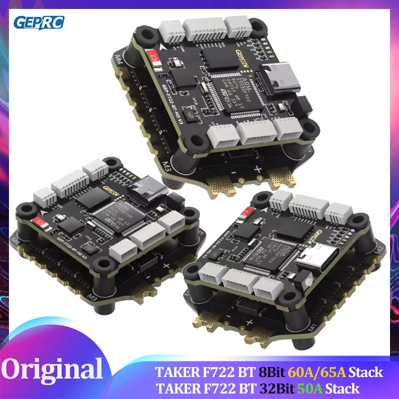 

GEPRC TAKER F722 BT 8Bit 65A 60A 50A Stack 4IN1 ESC 512M Black Box 32Bit Data Analyze Record Flight Barometer Racing FPV Drone