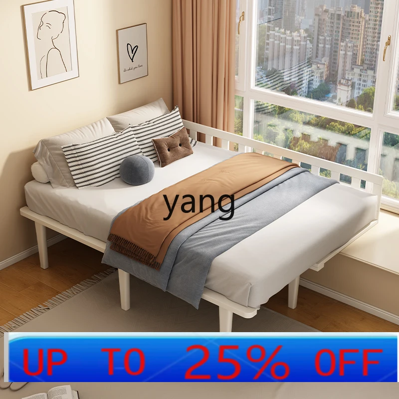 LH  foldable bay window telescopic pull bed frame bedroom study bay window splicing solid wood row skeleton