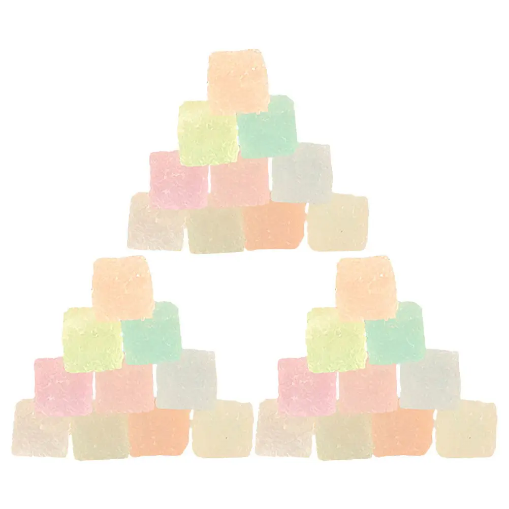 50Pcs Transparent Glow in The Dark Sugar Cube Miniatures Faux Gummy Candy for DIY Jewelry Making Scrapbooking Cake Decoration