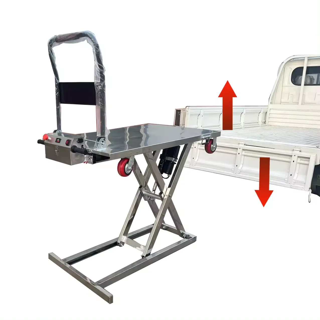 

Capacity 250KG Scissor Fork Loading And Unloading Truck Ximuleke Hydraulic Lift Trolley
