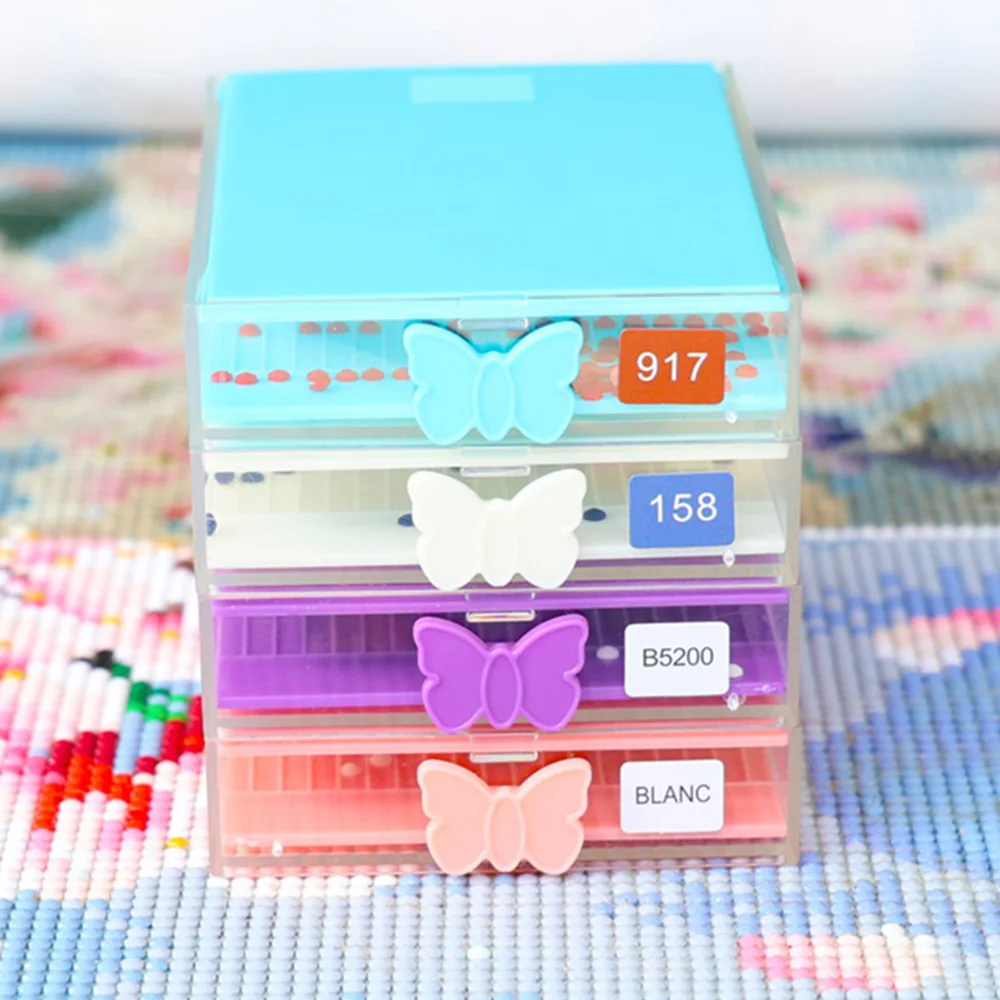 New Diamond Painting Tool Tray With Lids,Brush And Spoon 5D DIY Diamond Embroidery Accessories Beads Container Tray