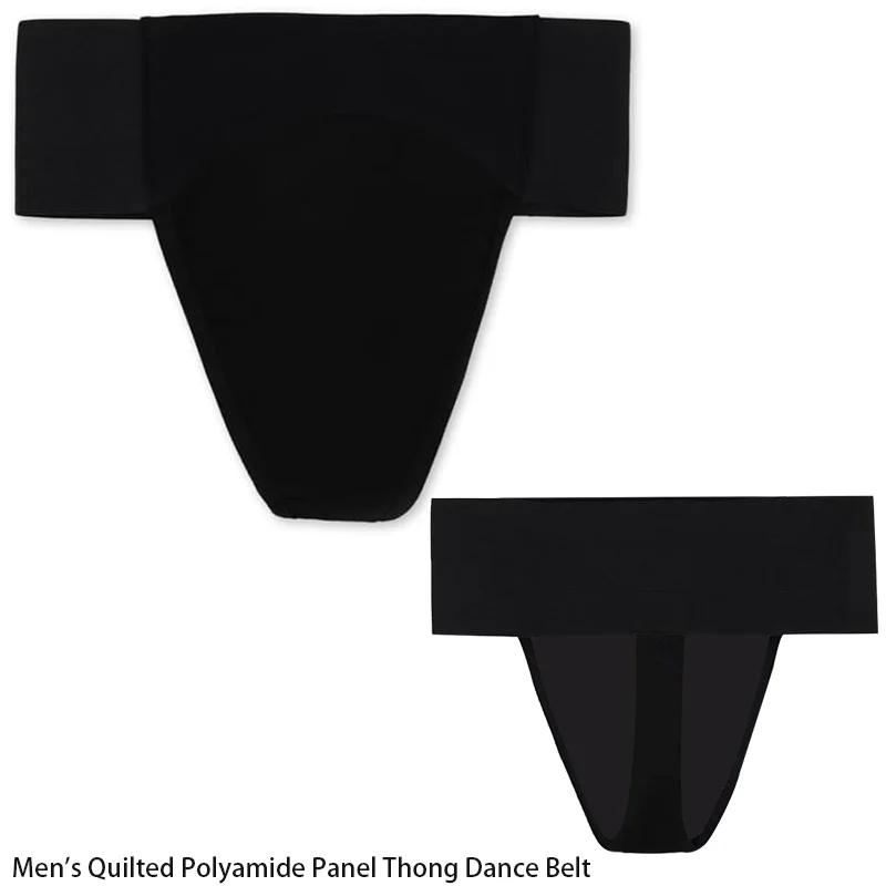 Men's Reinforced Front-Lined Thong Dance Belt for Men Team Basic Ballet Gymnastics with Wide Elastic Waistband and Lining Briefs