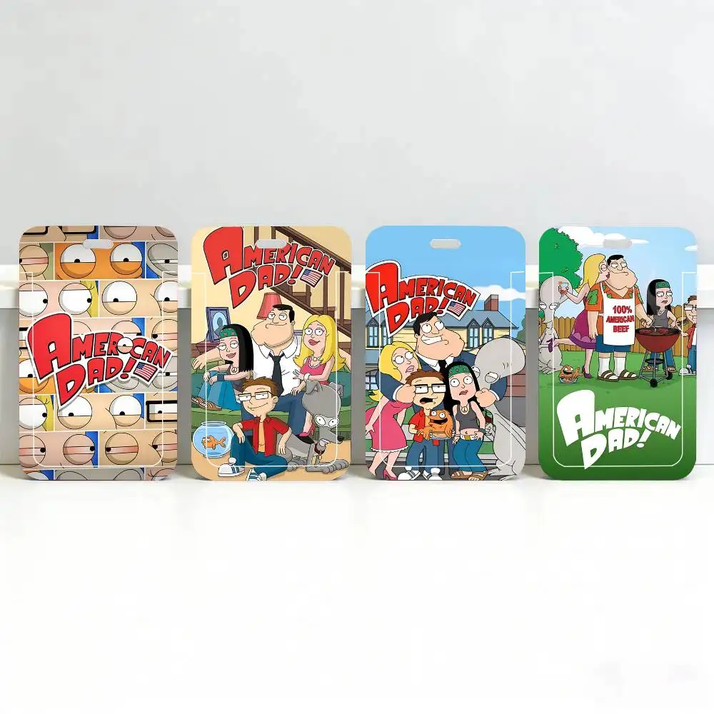 1pc American Dad! ID Card Sleeve School Card Access ID Card Bus Meal Card Protective Sleeve Easy Push
