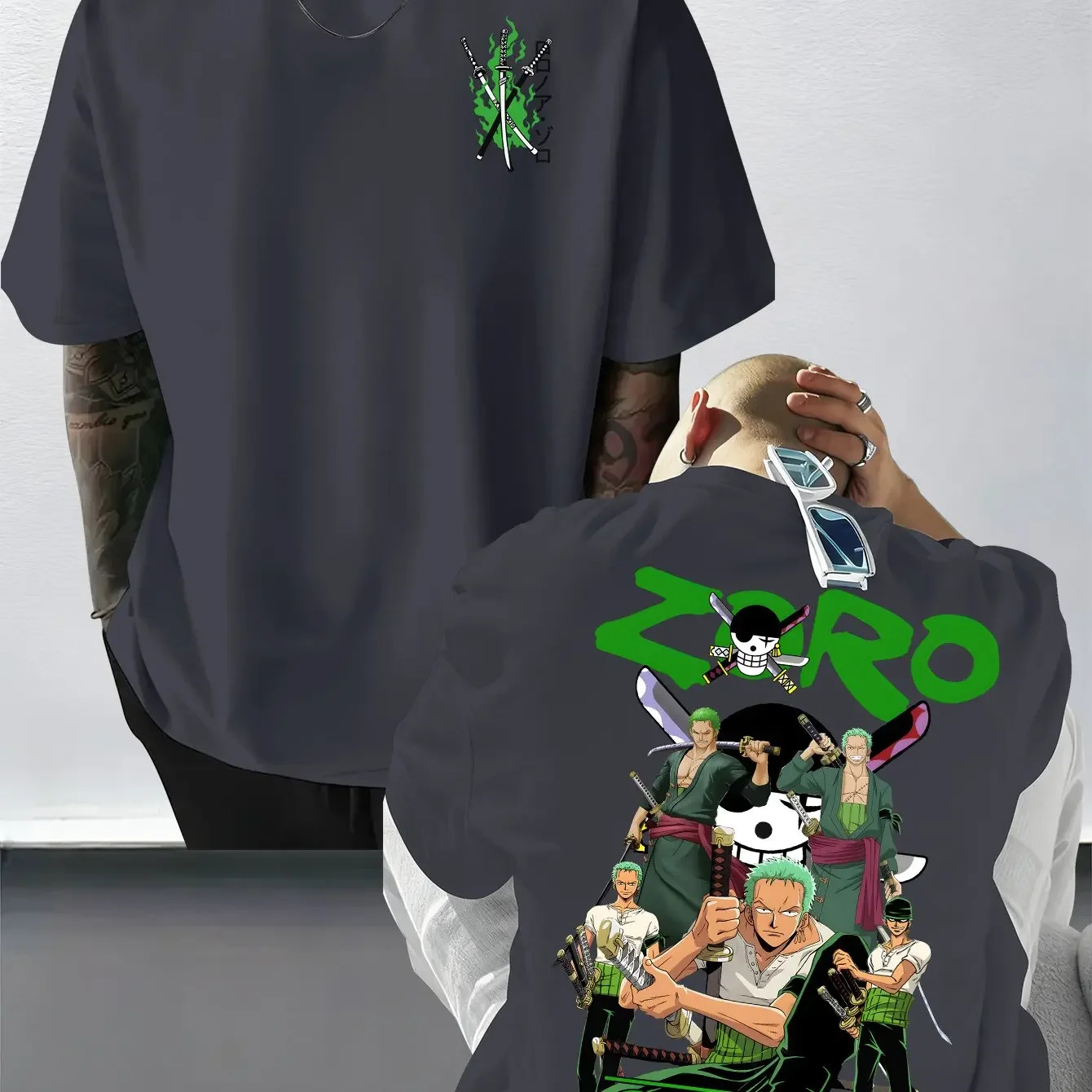 Men's Summer Casual Printed T-Shirt - One Piece Zoro All Forms Collection T-Shirt