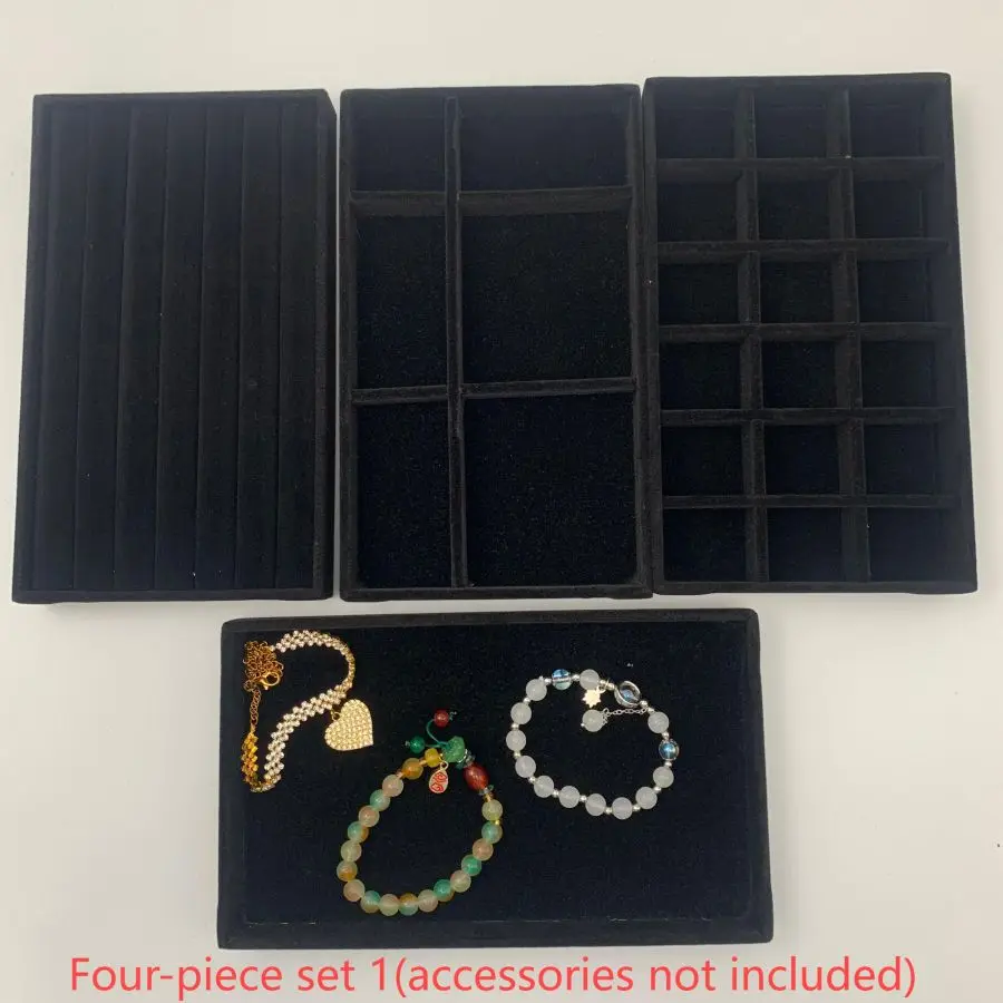 1/2/3/4/5pcs velvet jewlery display tray earrings ring nacklace organizer jewelry storage box black