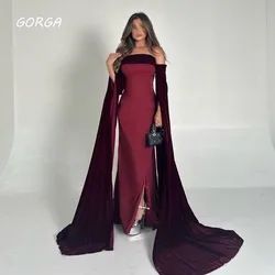 GORGA Strapless Crepe Mermaid Customized Formal Occasion Velour Long Sleeve Floor-Length Prom Dress Evening Party Gowns