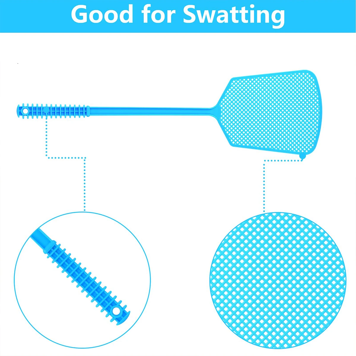 Plastic Fly Swatter For Household Use, Thick And Extended Handle, Large Size, Manual, Durable Fly And Mosquito Swatter