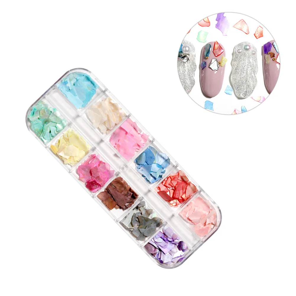 

1 set 1 Set Colored Shell Patches Diy Manicure Decals For Party Holiday Nail Art Stickers Sequins Decor Manicure Decals Nail Art
