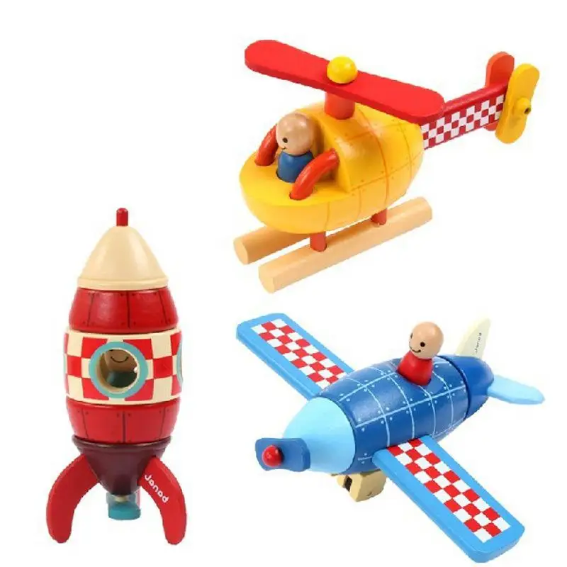 

Wooden Magnetic Assemble Building Blocks Toys For Kids Eduacational Plane/rocket/helicopte Blocks Vehicle Baby Gift Children Toy