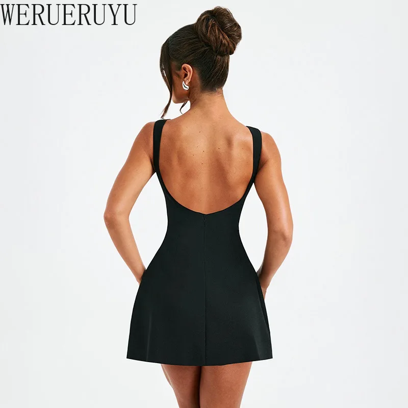 Backless Sleeveless Sexy Evening Dress Women Clothing Fashion Summer High Waist Mini Short Elegant Party Dresses for Women 2024