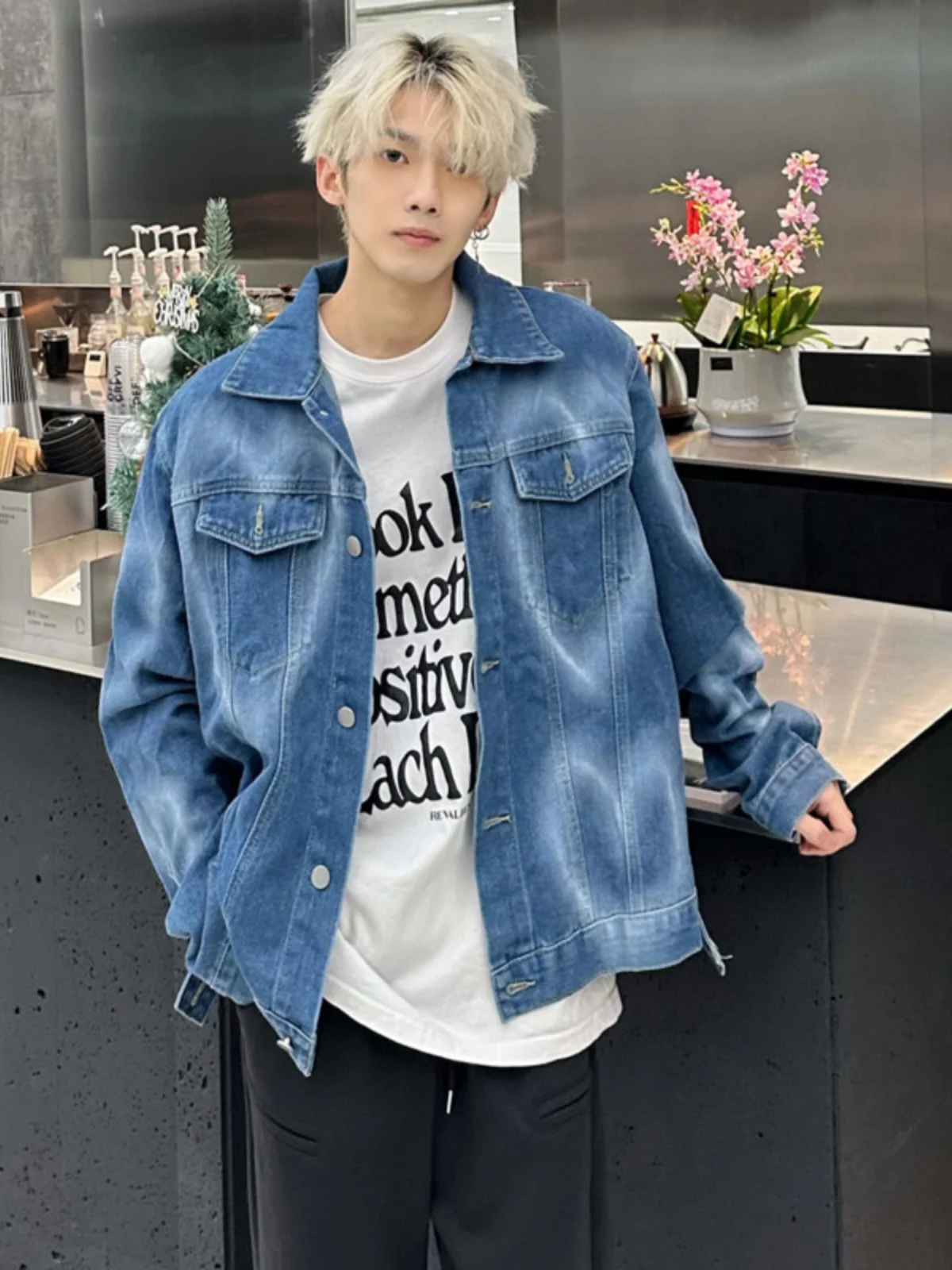 

Мужская джинсовая куртка Street Sle Hiphop, свободный крой, весна-осень, американский ретро-стиль, модный бренд, повседневная верхняя одежда...