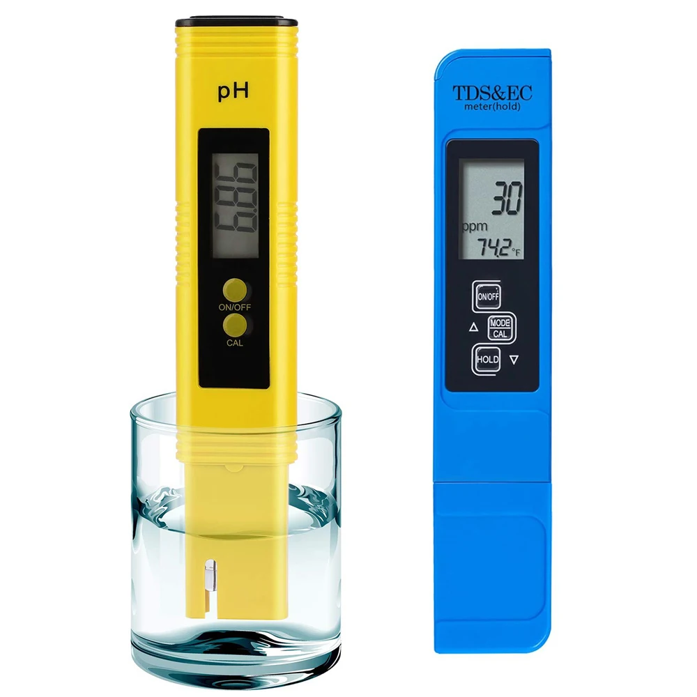 Digital pH TDS Meter Kits High Accuracy Pen Type pH Meter Accuracy 3in1 TDS EC Temperature Meter for Hydroponics Pool Aquarium