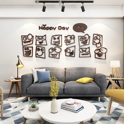 Cartoon Funny expression Acrylic Wall stickers For Kids room Face Happy day Clothing store Decoration Living room Home decor