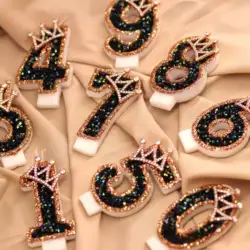 Diamond Black Birthday Number Candles Digital 0-9 Dessert Cake Topper Adults Kids Birthday Party Decoration Faovors Supplies DIY
