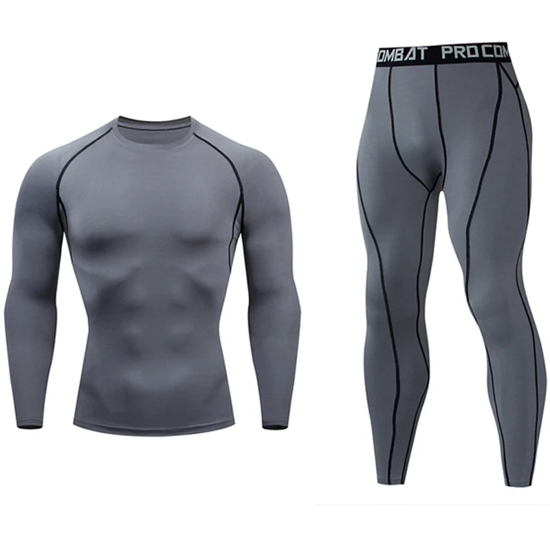 Men\'s Gym Clothing Jogging suit Compression MMA rashgard Male Long johns  Thermal underwear  Winter first layer Sports suit 4XL