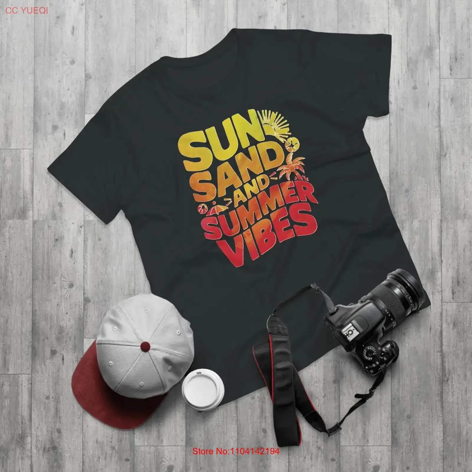 Men's Summer Vibes T shirt Sun Sand Design Beachwear Vacation Top Casual s for Him Apparel vintage Washed Soft homme Slightly