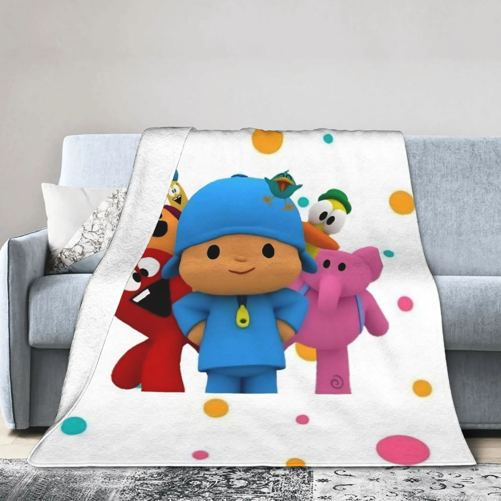 P-Pocoyod Comedy Cartoon Blankets Flannel Decoration  Portable Super Soft Throw Blankets for Bed Bedroom Rug Piece
