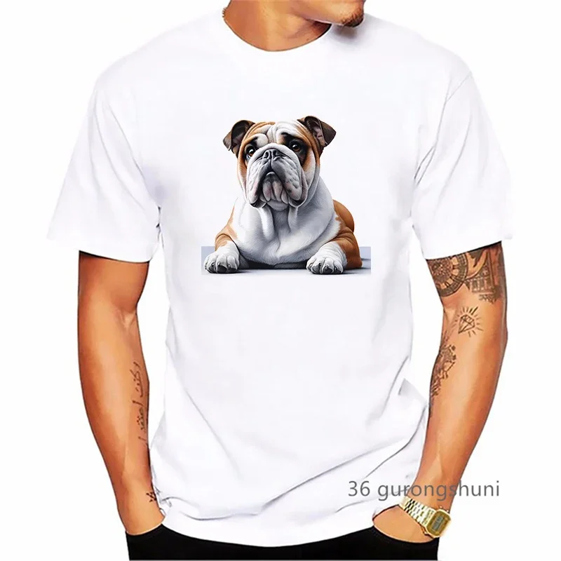 British Bulldog Dog Animal Printed T Shirt Men Clothes 2024 Summer Fashion Short Sleeve T-Shirt Homme Harajuku Shirt