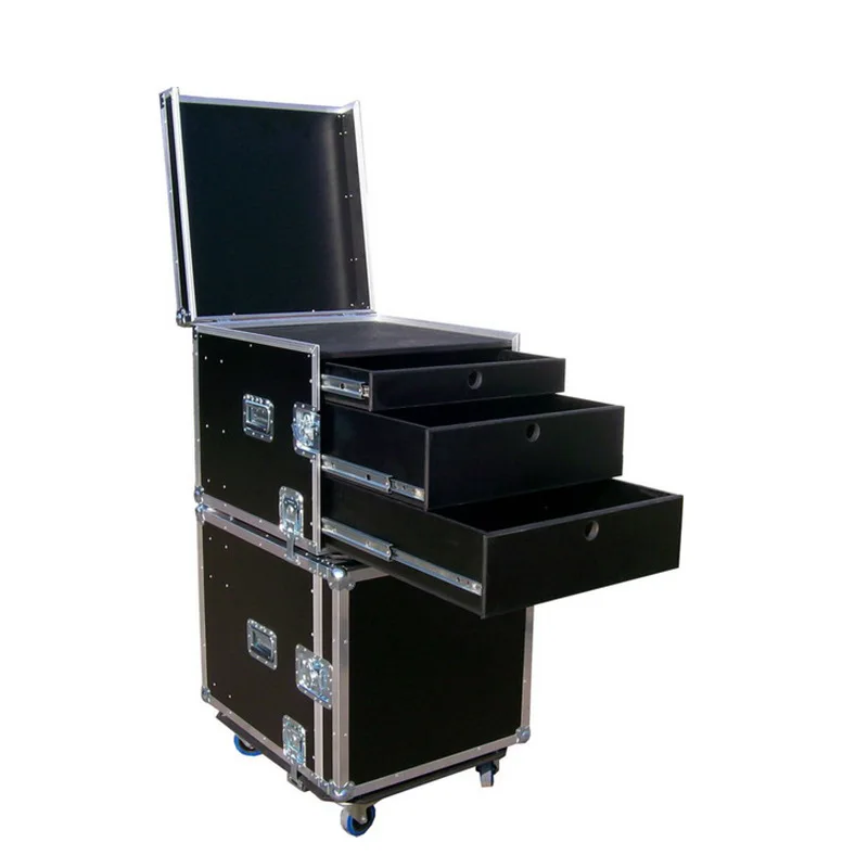 

Storage Toolbox Waterproof Steel Tool Flight Case Stackable Wheeled Cart