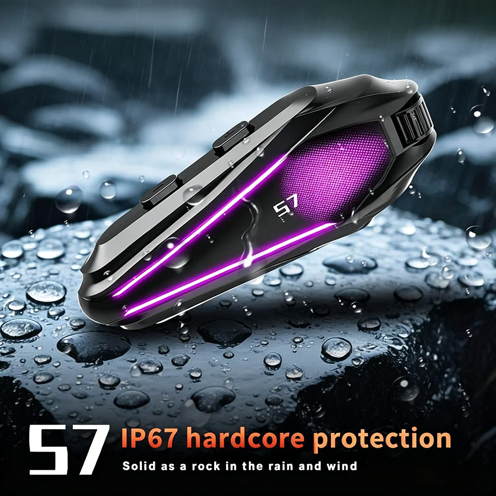 S3 Motorcycle Helmet Headset Stereo Voice Control Bluetooth Hands Free Call Speaker MP3 Music Player 1000mAh With Ambient Light