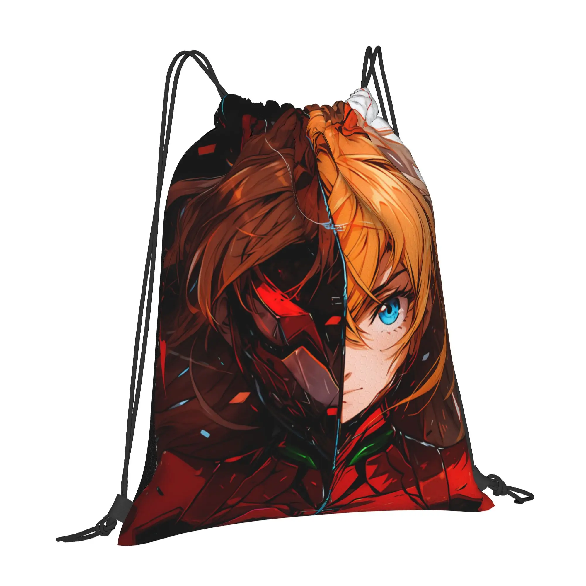 sports Pouch Neon Genesis Evangelion EVA Asuka Portable Travel Drawstring Bags Riding Backpack Gym Shoes Storage Backpacks