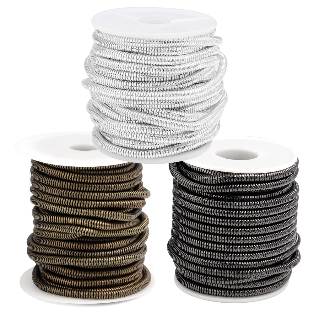 SAUVOO 5/10Meters/Roll 1.2/1.5/2.0/2.4/4.2mm Copper Round Snake Chain For Necklace Bracelets DIY Jewelry Making Findings