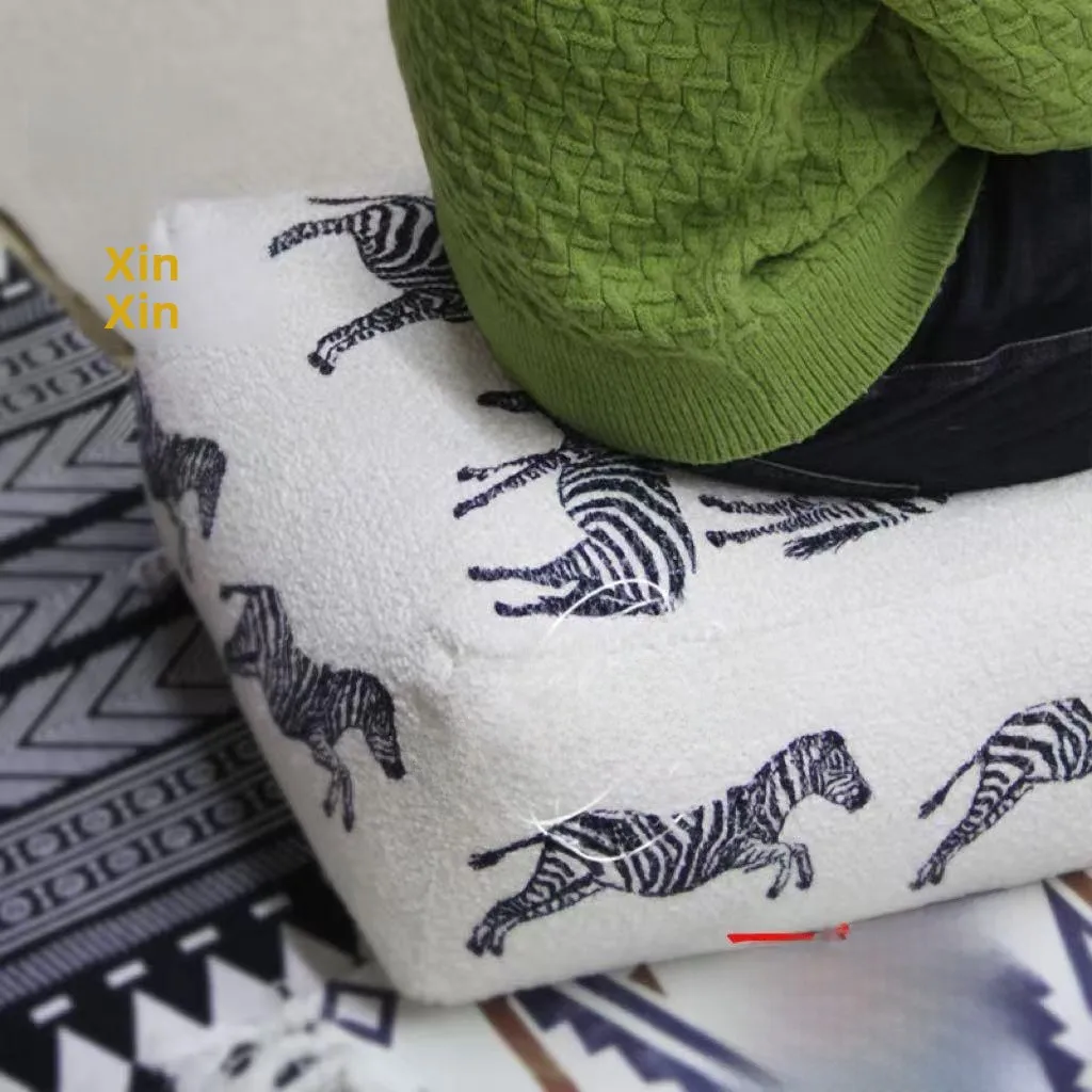 white-zebra-print-detachable-and-washable-floor-cushion-lazy-person's-short-stool-mat-with-core-nordic-style-home-fabric