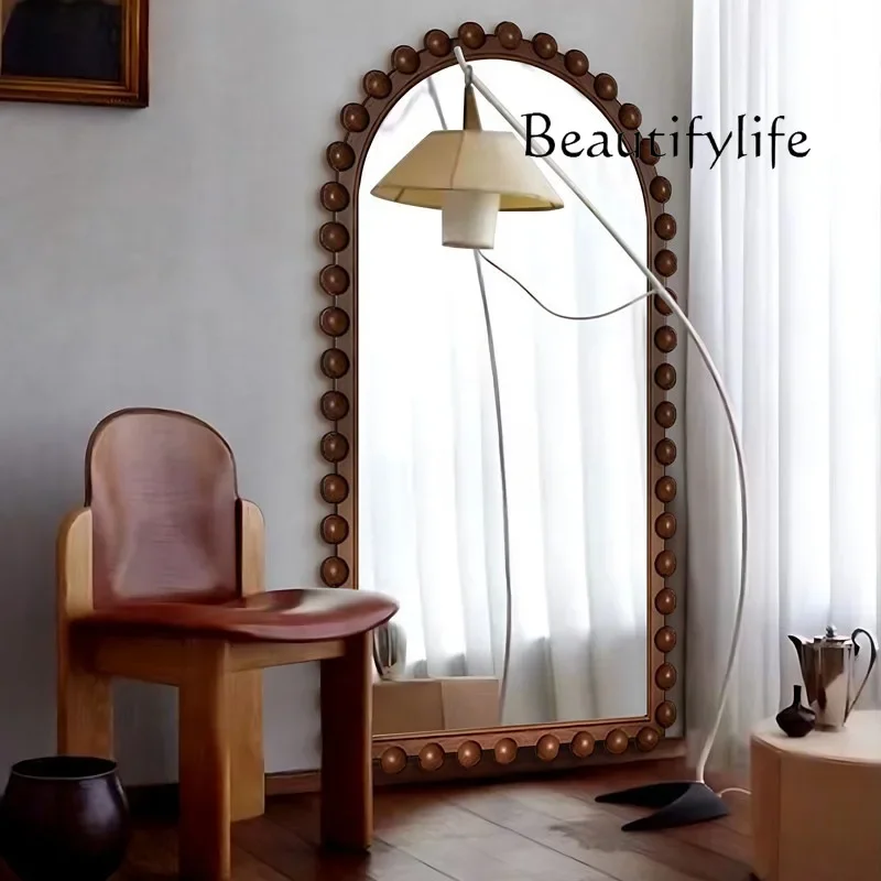 

yj15 Full-length mirror full-body bedroom French retro arch floor-to-ceiling mirror home entry wall-mounted fitting mirror