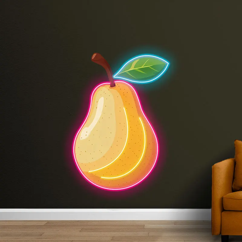 Pear Neon Light, Bright LED Sign for Kitchen, Café & Party Decor! Add a Fresh Glow with this Fun and Eye-Catching Pear Neon Sign