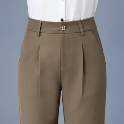Office Lady Fashion Pencil Pants Korean Style Spring Autumn Women Clothing Solid Casual High Waist Slim Khaki Straight Trousers