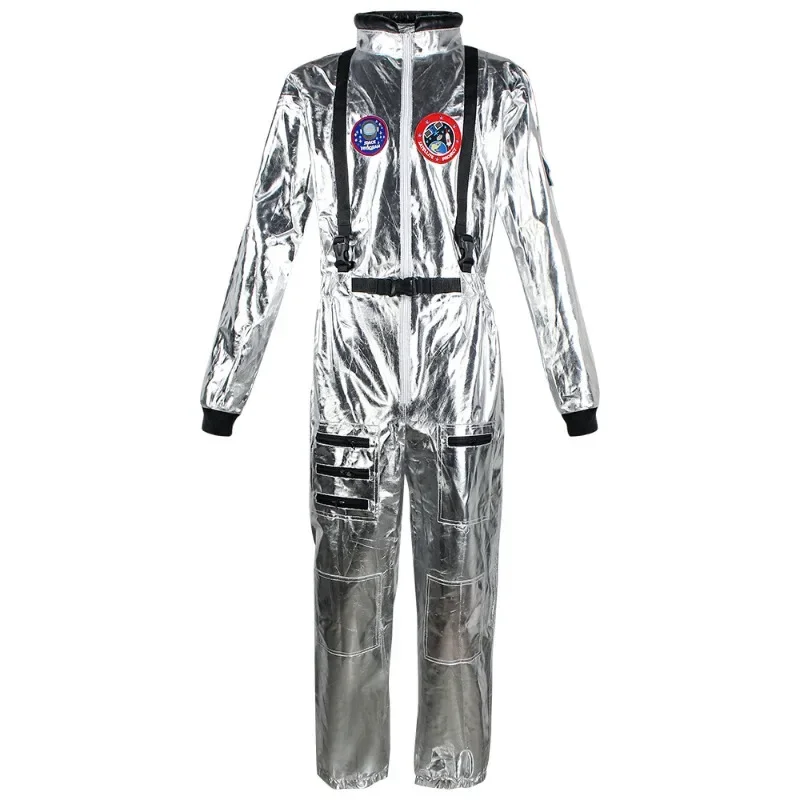 Christmas Silver Spaceman Men Women Cosplay Astronaut Space Suit Adult Children Astronaut Costume Family Halloween Party DressUp