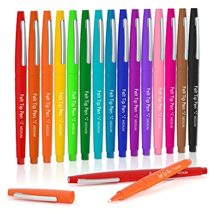 

Felt Tip Pens,,0.7mm Medium Point, Felt Tip Markers Pens for Journaling, Writing, Note Taking, Planner, Perfect for Art Office