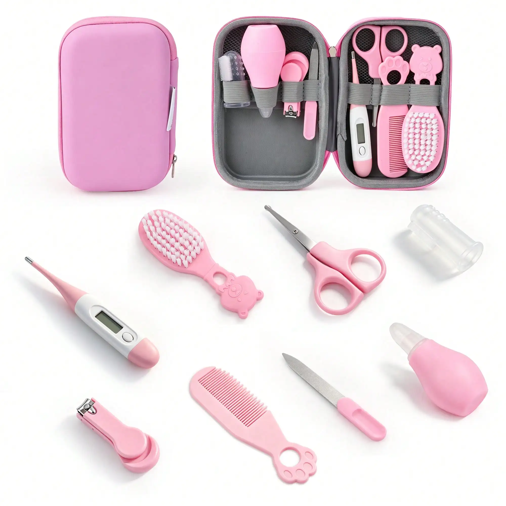 

8-in-1 Baby Grooming Kit, Newborn Nail Care Set with Brush & Comb, Unisex Infant Shower Gift for Boys Girls 0-3 Years
