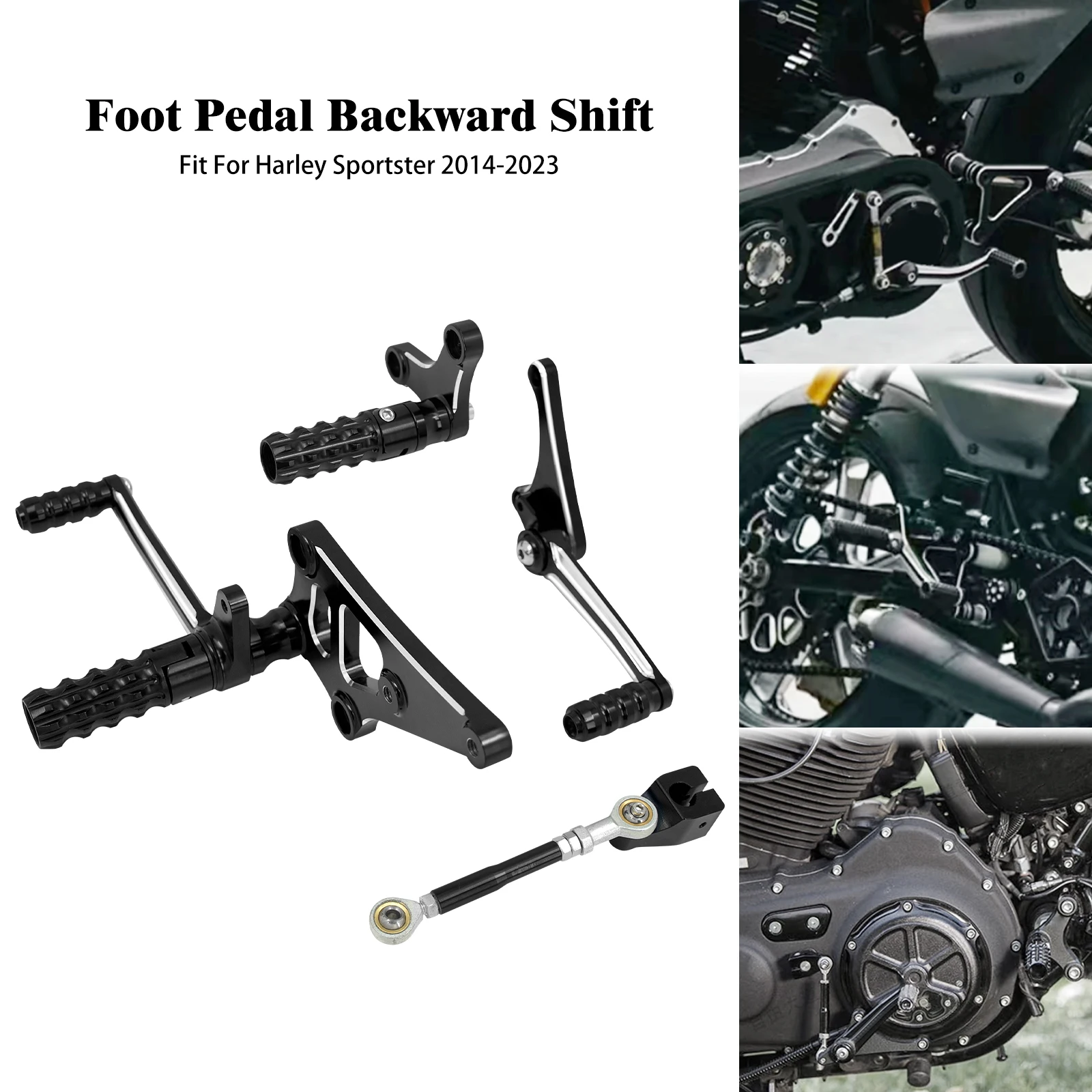 Motorcycle Backward Foot Controls Kit Heel Toe Shift Lever Foot Pegs Rear Footpegs For Harley Sportster XL 883 1200 2014-2023