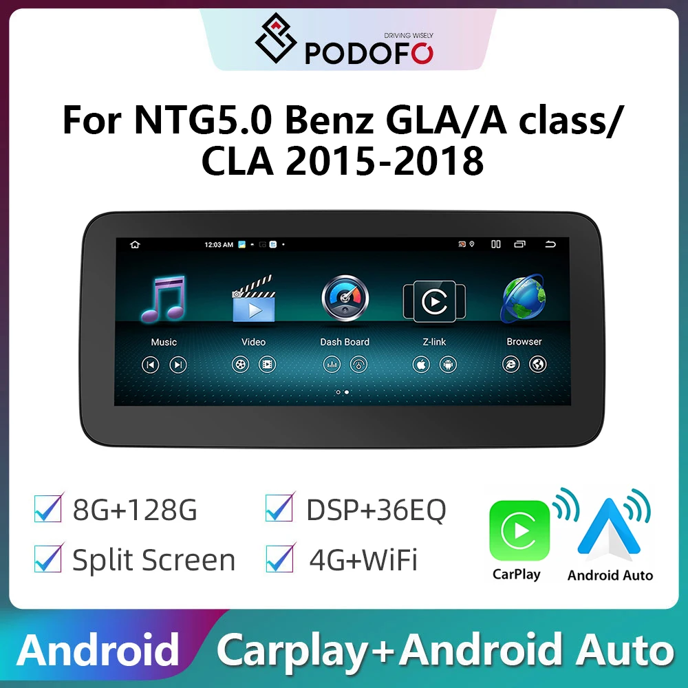 

Podofo Android 8Core 8+128G Car Radio 12.3” For NTG5.0 Benz GLA/A class/CLA 2015-2018 Carplay autoradio WIFI GPS Bluetooth