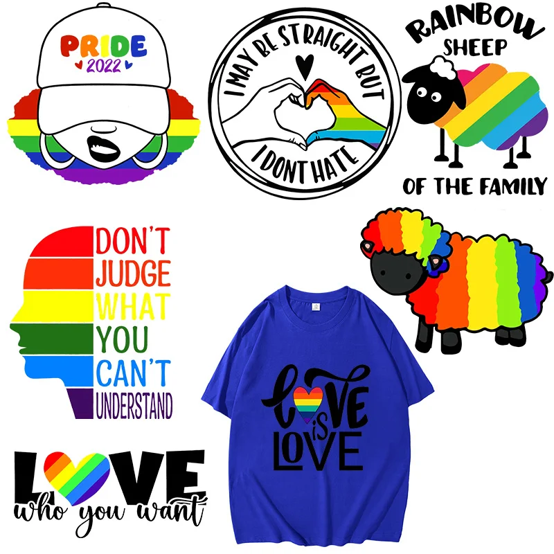 Rainbow Sheep Declaration Against Discrimination heat transfer Press Same-Sex Pride  Clothing Love Is Love T-Shirt Sticker