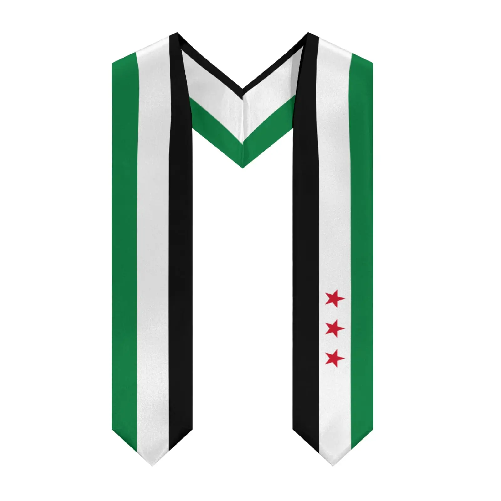 

2025 Syria Coalition Flag V-neck Graduation Stole Shawl Sash Honor For Study Aboard International Students