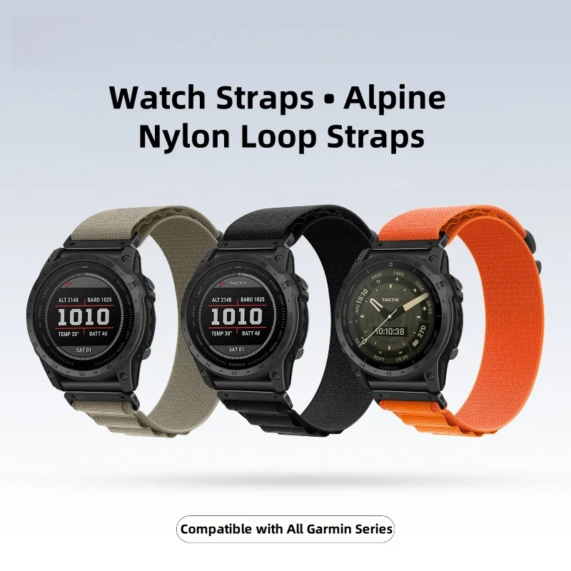 Alpine Nylon Loop Watch band 20mm 22mm 26mm fenix 9/9 pro/MIP 8 7 6 5 2X Fenix 3 Watch Strap 8/5X/6X/7X Pro Tai Tieshi wristband