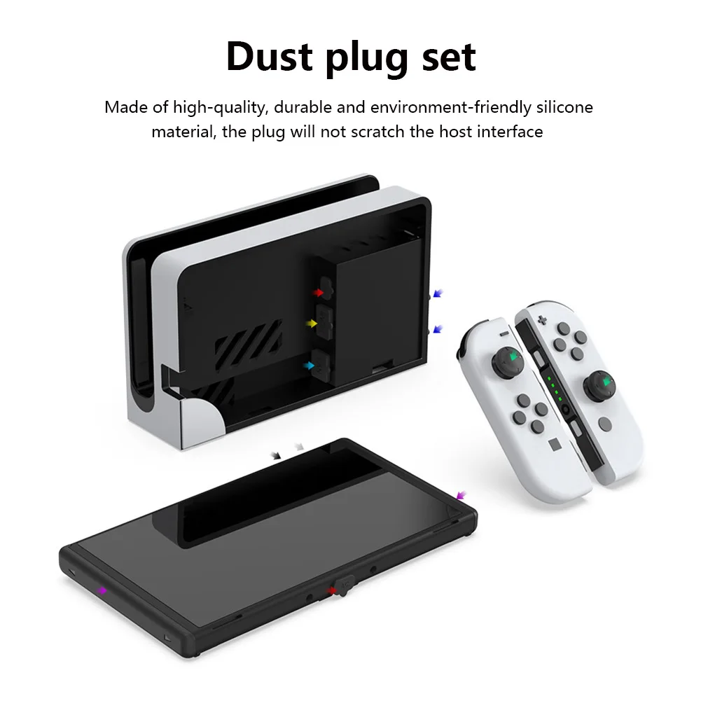 14 PCS/Set Silicone Dustproof Plug Dust Plug Dustproof Protector Plug for Nintendo Switch OLED Game Console Accessories