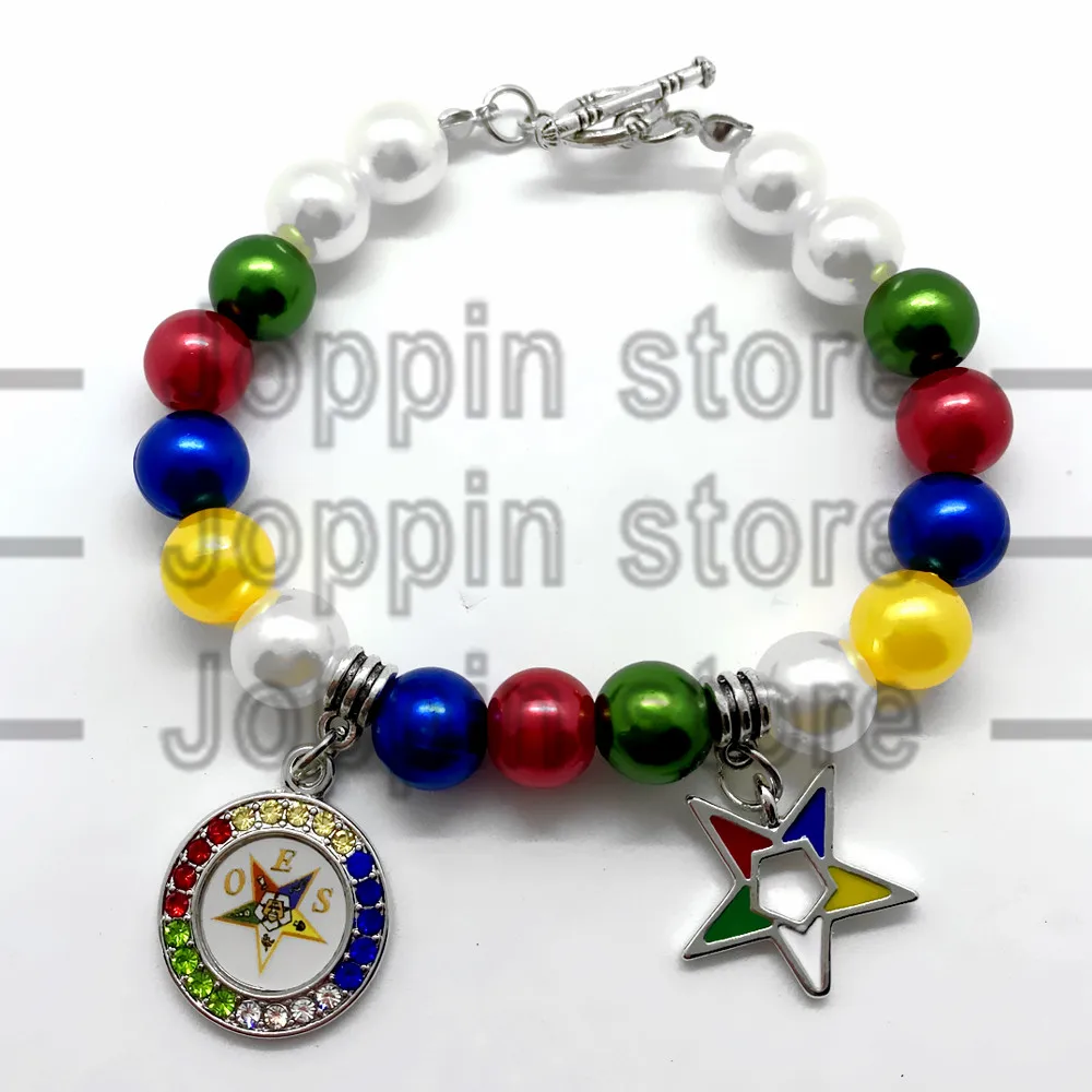 Personality The Order of the Eastern Star society Symbol OES Enamel Pendant Handmade Bracelet