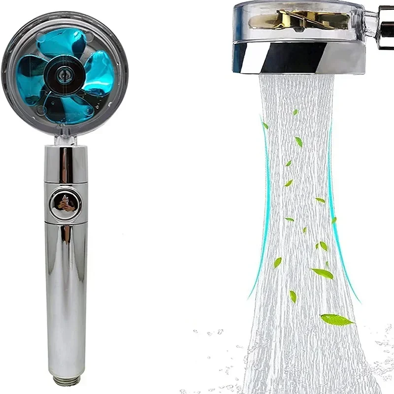 

360 Degrees Rotating Turbo Power Shower Head Rain Shower Turbocharge Watering Can with Fan Bathroom Accessories Turbolux Showe