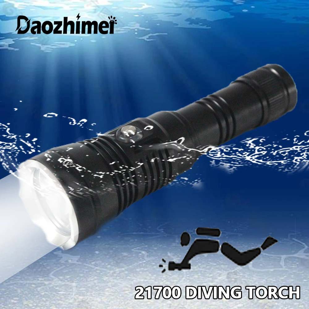 

20W LED Diving Flashlight Torch 8000LM 4-Mode XHP70 100M Underwater Waterproof LED Flash Light Lamp Lantern use 21700 Battery