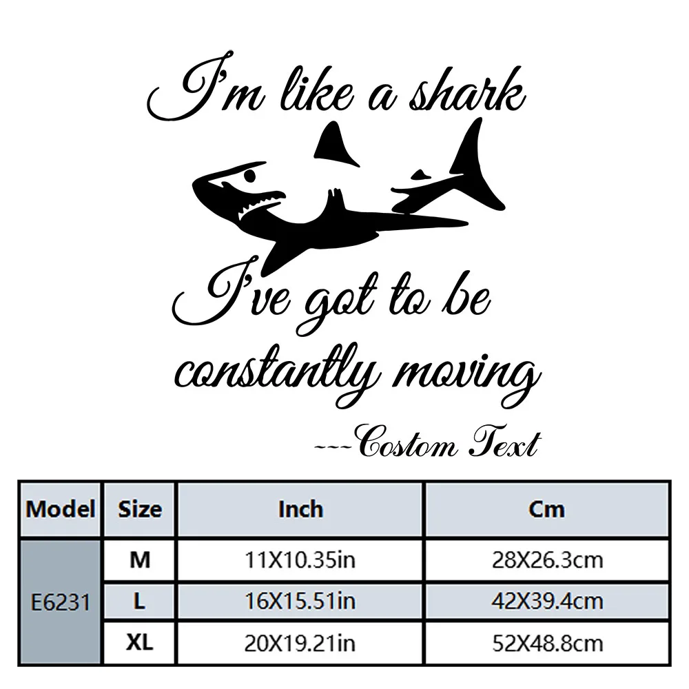 1PC NEW Shark Custom Name Self Adhesive Vinyl Waterproof Wall Art Decal Living Room Decor Home Party Decor Wallpaper view 2