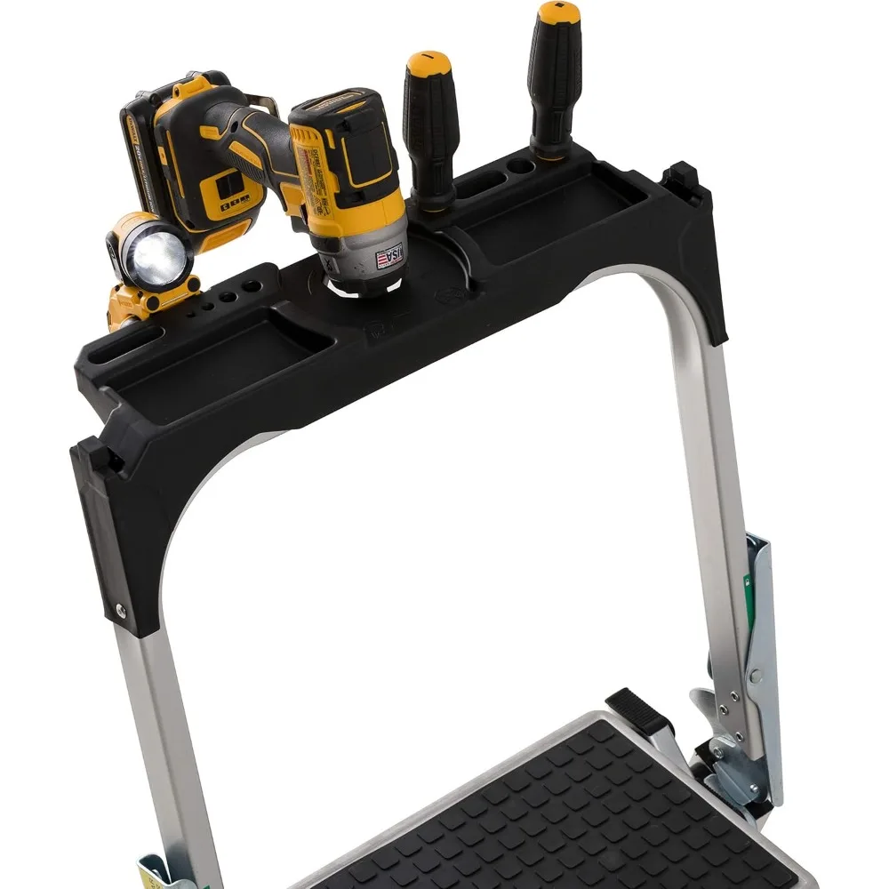 Escalera de extensión multiposición de 11 pies con bandeja extraíble y estabilizador, capacidad de carga de 330 lb