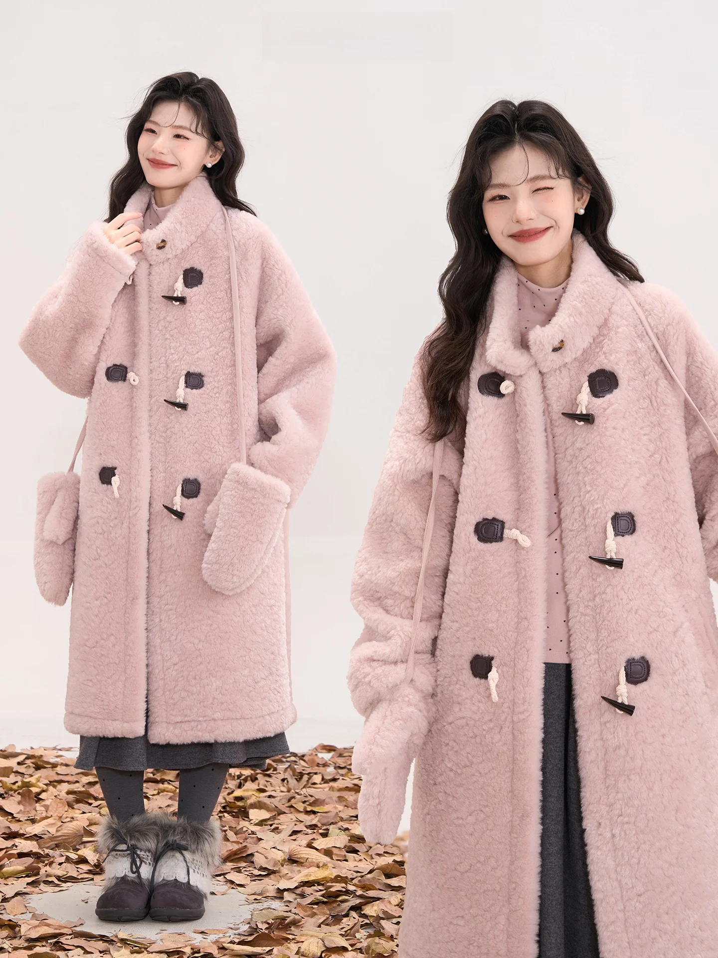 

Комплект зимних перчаток Heme Parallel Dr Thi для женщин: теплые перчатки с высоким воротником и длинными рукавами, полиэстеровое пальто свободного кроя, повседневный стиль