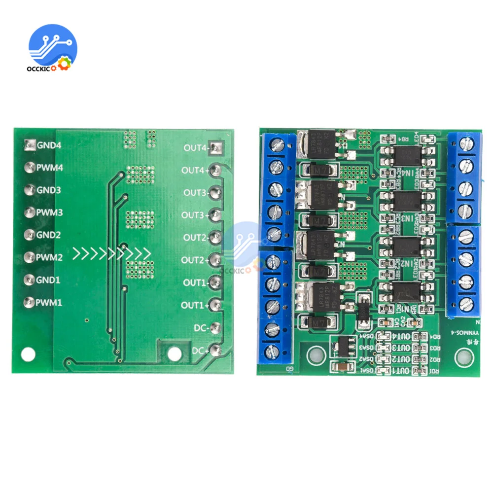 4-Channel MOS FET PLC Amplifier Board Driver Module PWM 3-20V to 3.7-27V DC 10A Optocoupler Isolation Module Accessories