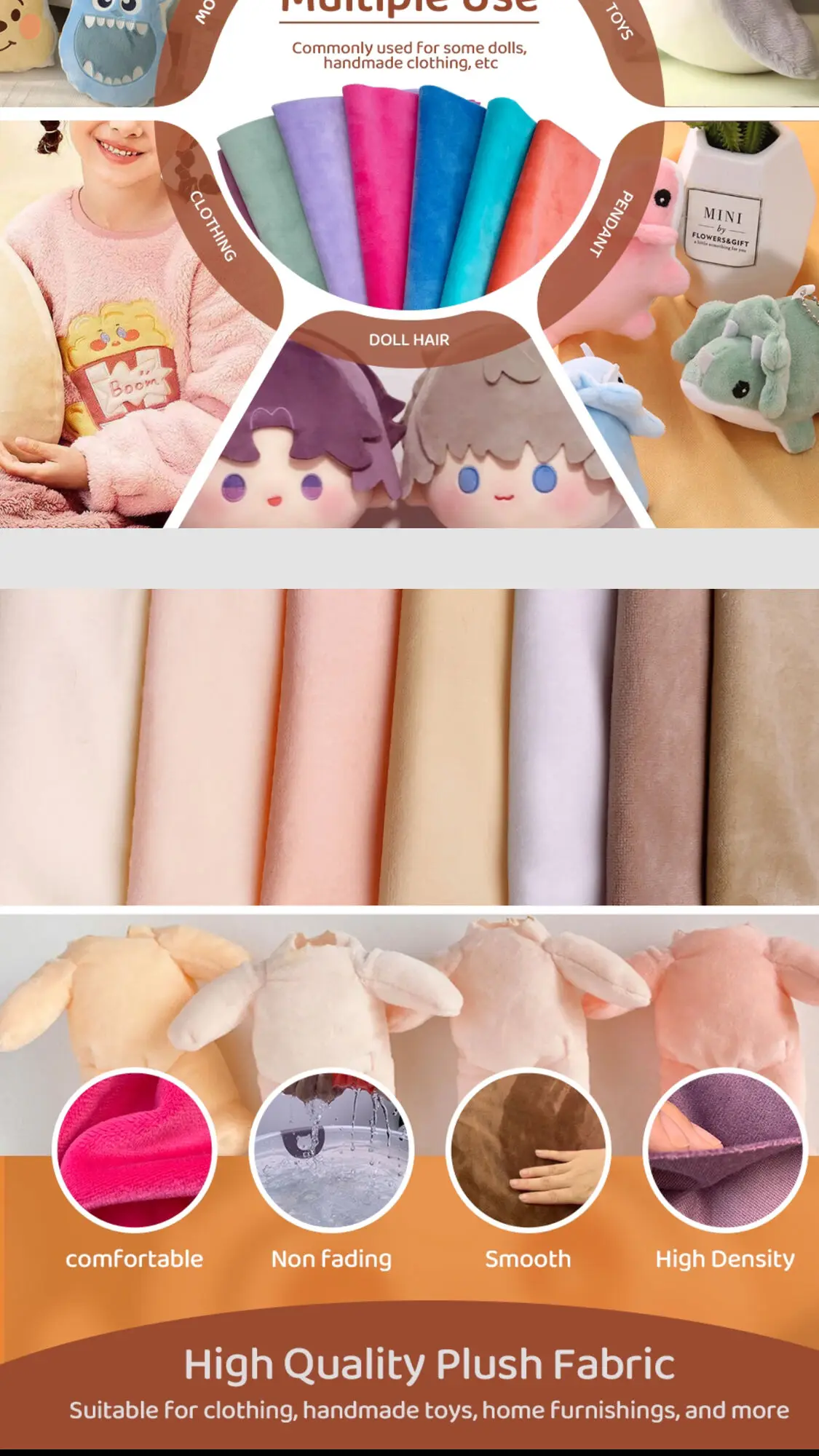New 1mm Minky Plush Fabric 100% Polyester Fabric For Plush Toys Pillows Blankets Eco-friendly DIY Sewing Fabrics