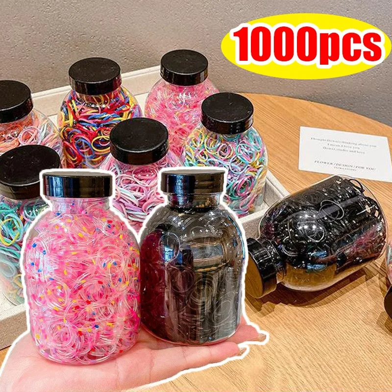 1000pcs Colorful Rubber Bands Kids Elastic Hair Tie for Girls Ponytail Holder Styling Tools Hair Scrunchies Headwear Accessories